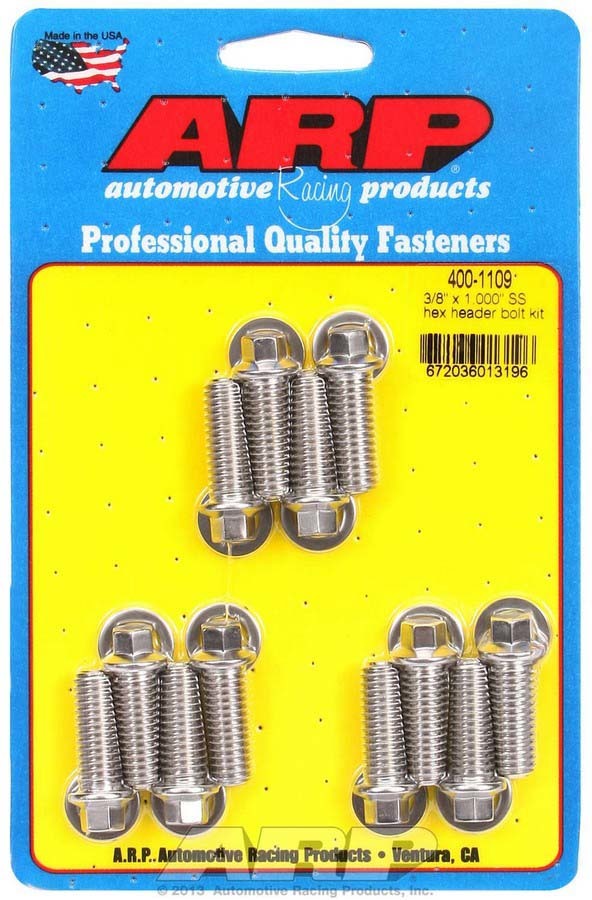 ARP S/S S/S Header Bolt Kit - 3/8 x 1.00 UHL (12) - 4001109