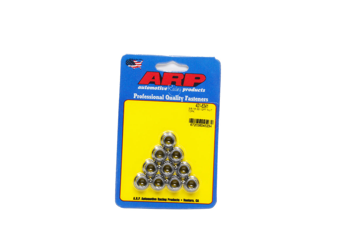 ARP 3/8-16 SS 12pt Nut Kit 10pk - 4018341