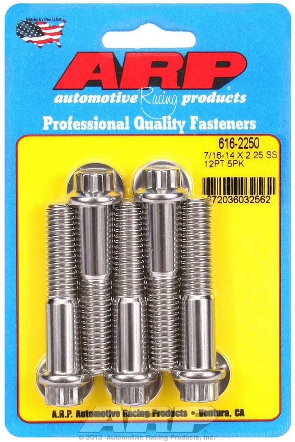 ARP S/S S/S Bolt Kit - 12pt. (5) 7/16-14 x 2.250 - 6162250