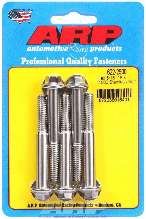 ARP S/S S/S Bolt Kit - 6pt. (5) 5/16-18 x 2.500 - 6222500