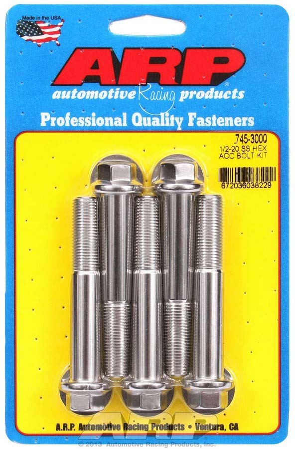 ARP S/S S/S Bolt Kit - 6pt. (5) 1/2-20 x 3.000 - 7453000