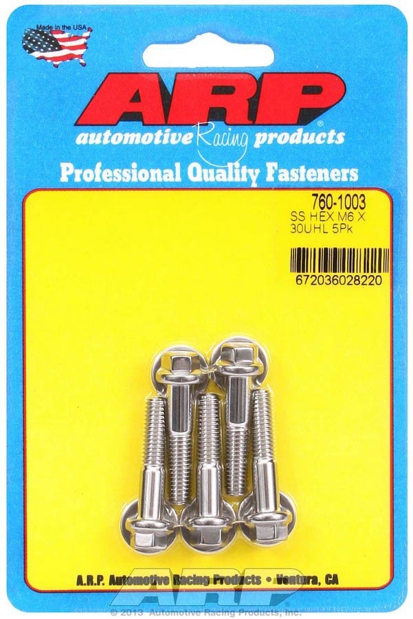 ARP S/S S/S Bolt Kit - 6pt. (5) 6mm x 1.00 x 30mm - 7601003