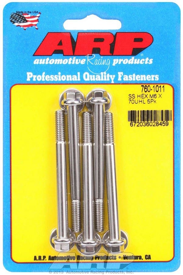 ARP S/S S/S Bolt Kit 6pt 6mm x 1.00 x 70mm - 7601011