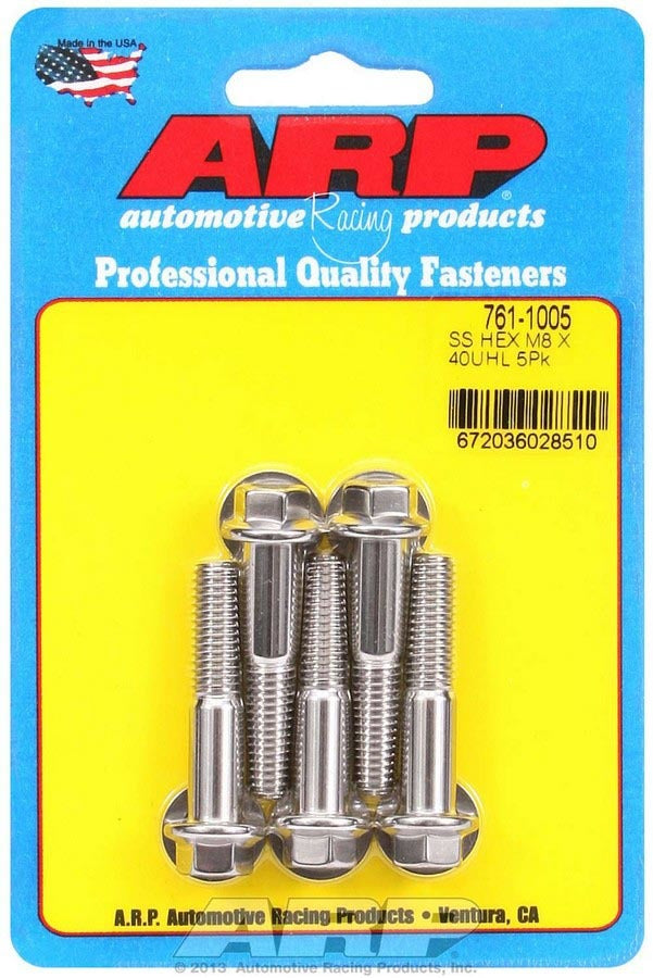 ARP 8mm x 1.25 x 40mm 6pt S/S Bolt Kit 5pk - 7611005