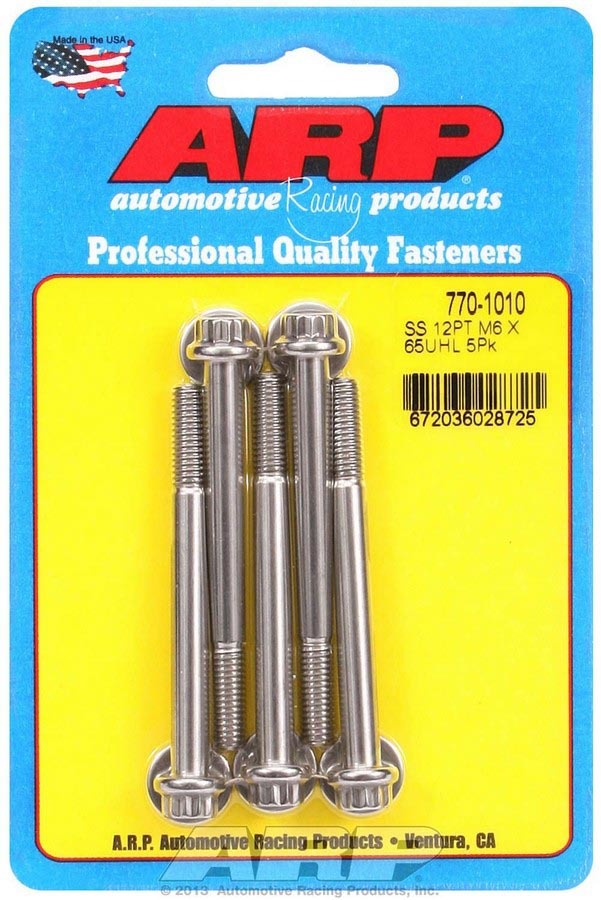 ARP S/S S/S Bolt Kit - 12pt. (5) 6mm x 1.00 x 65 - 7701010