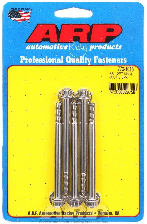 ARP S/S S/S Bolt Kit - 12pt. (5) 6mm x 1.00 x 80 - 7701013