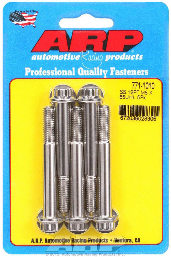 ARP S/S S/S Bolt Kit - 12pt. (5) 8mm x 1.25 x 65mm - 7711010