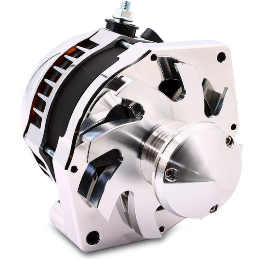 Mechman 320 Amp S Series Alternator 6.15in Bolt Pattern - Polished with March Pulley