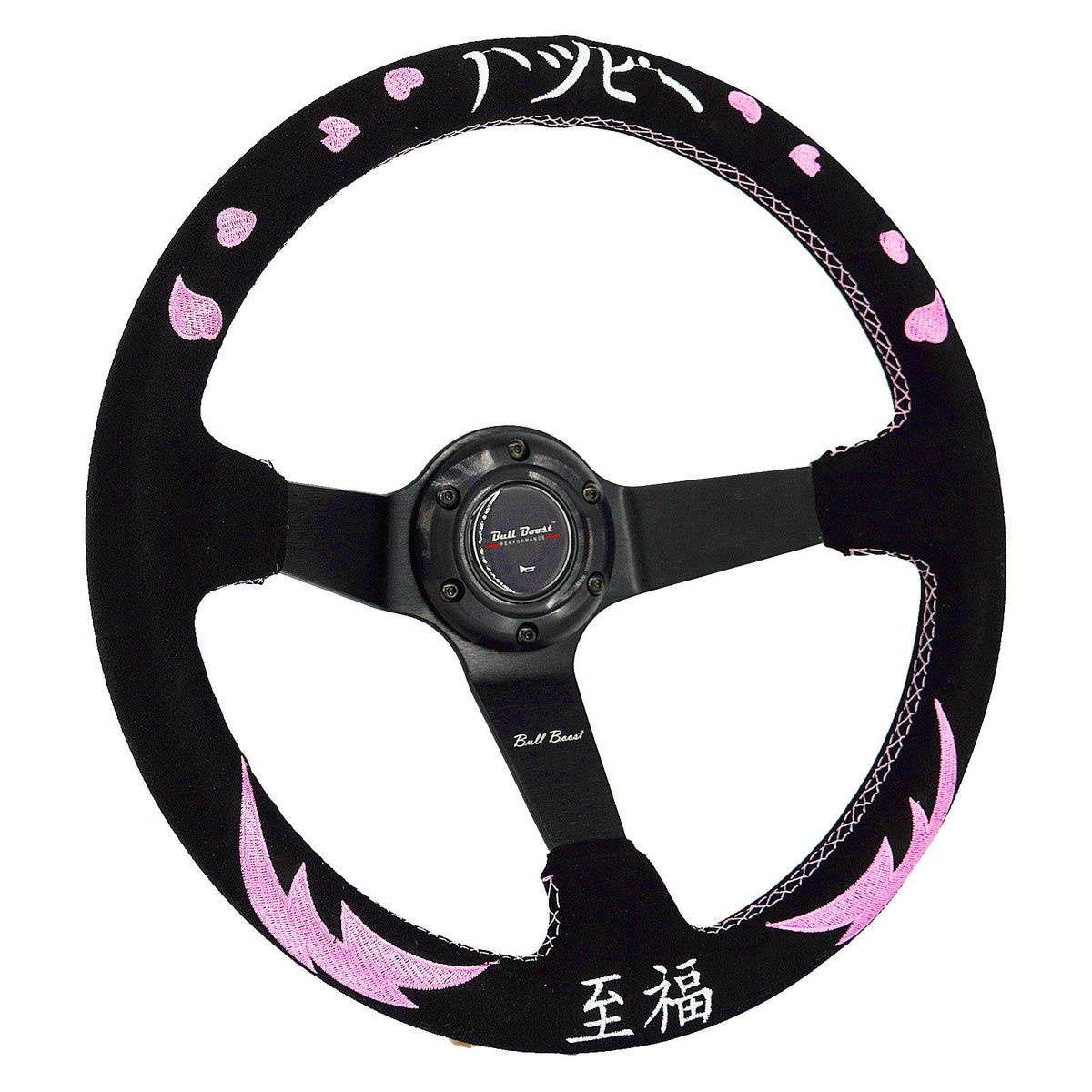 Bull Boost Bliss 350mm Steering Wheel + Short Hub Adapter Kit For Mazda Miata RX-7 RX-8 MX-3 MX-6
