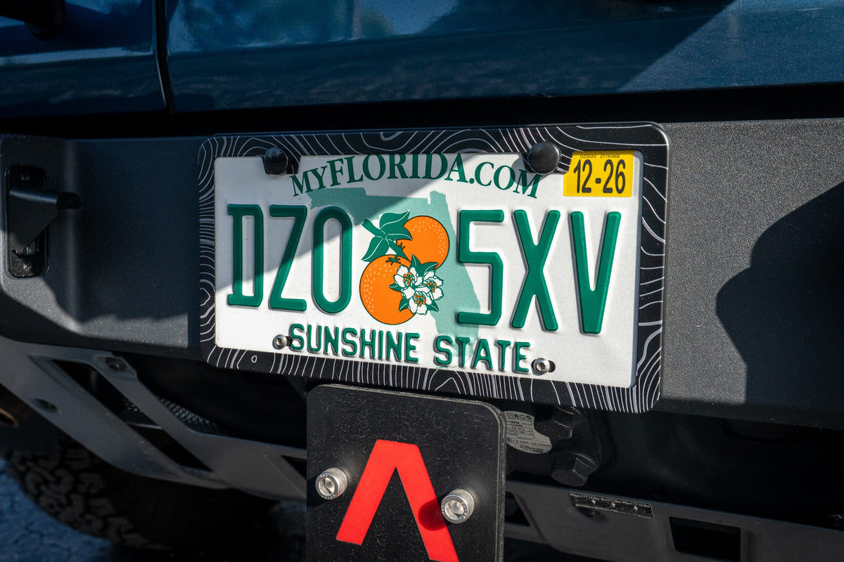 USA Topo Map Slim License Plate Frame - Black, Pair