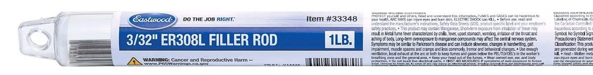 Eastwood Filler Rod ER308L 3/32 1LB - 33348