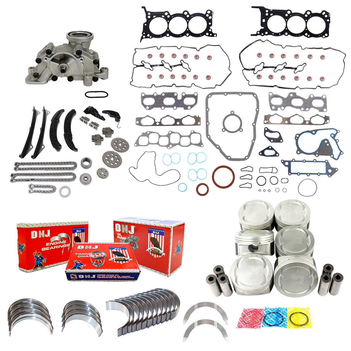 DNJ Master Engine Rebuild Kit 2006-2007 Hyundai, Kia 3.8L