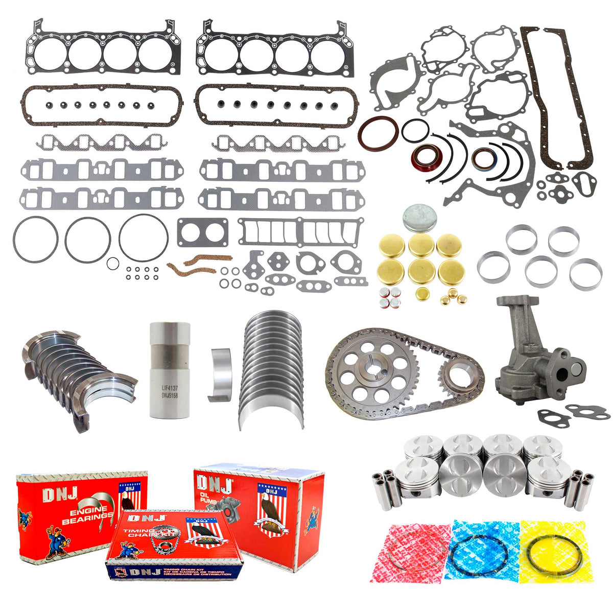 DNJ Master Engine Rebuild Kit 1972-1985 Ford, Lincoln, Mercury 5.0L