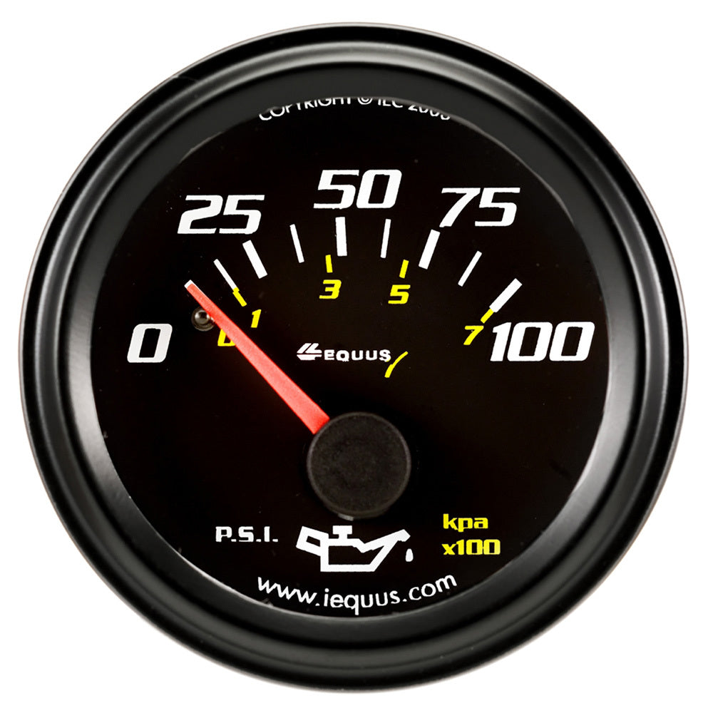 Equus 2.0 Dia Oil Pressure Gauge Black 0-100psi - E6234