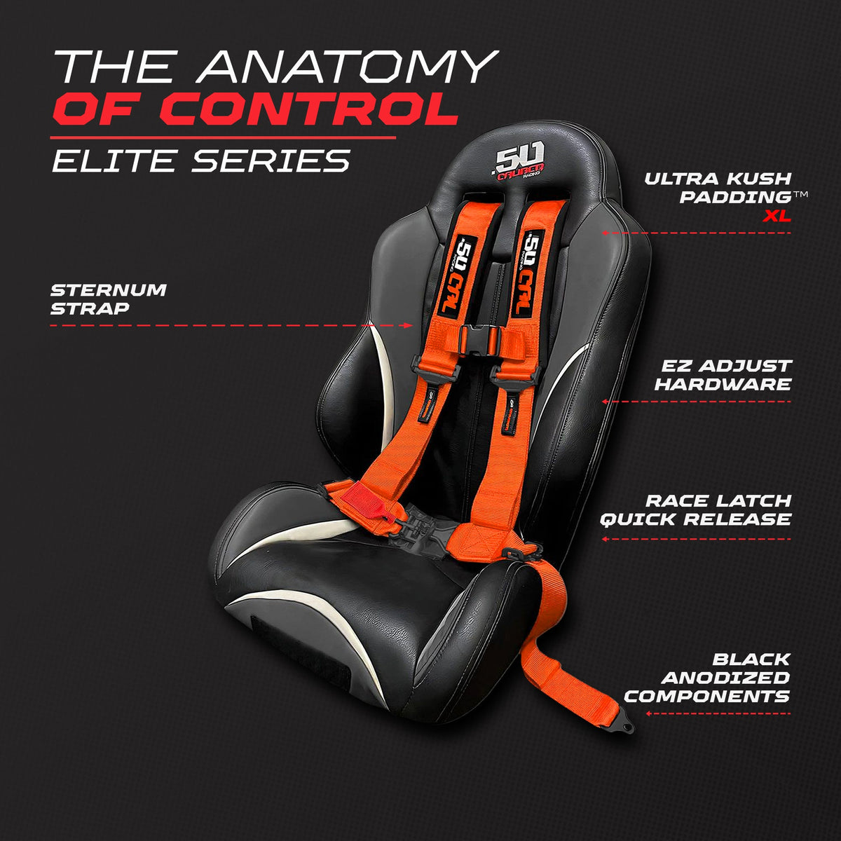 50 Caliber Racing 2" & 3" 4 point Harness - Elite Series Race Latch "EZ" Adjust Racing Harness