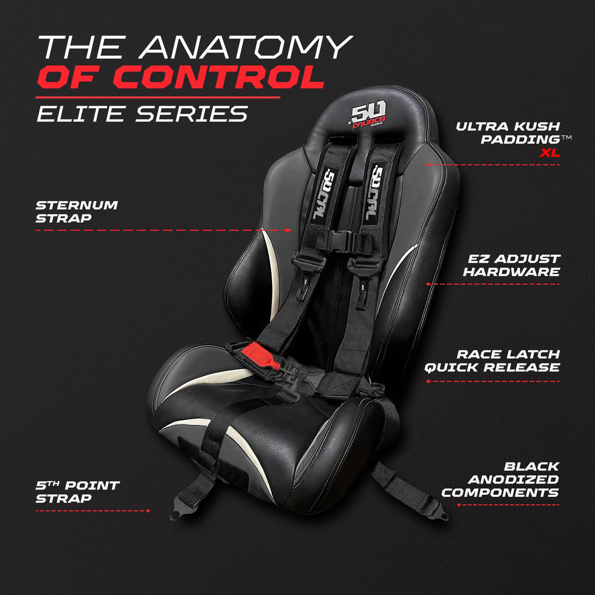 50 Caliber Racing 2" & 3" 4 point Harness - Elite Series Race Latch "EZ" Adjust Racing Harness