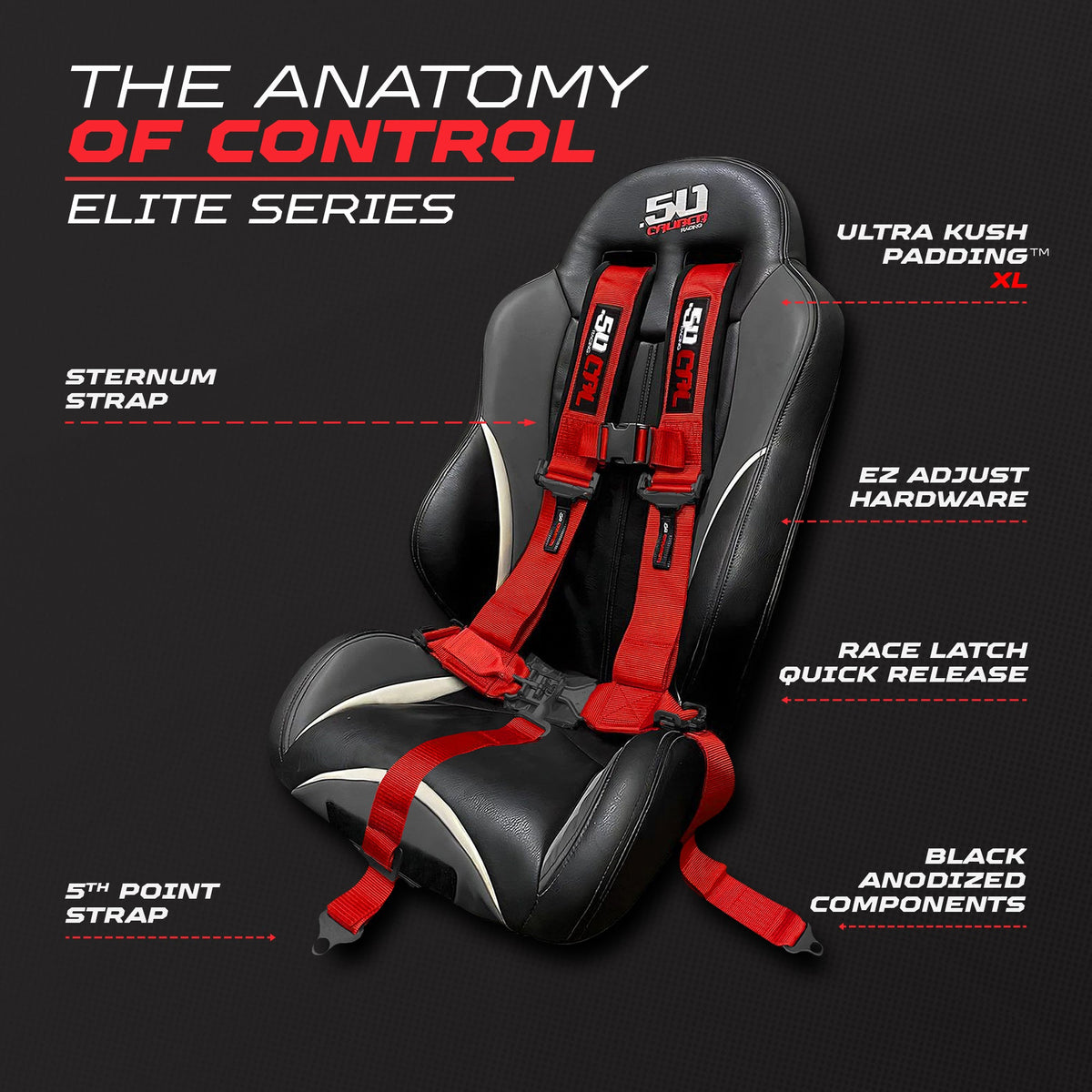 50 Caliber Racing 2" & 3" 4 point Harness - Elite Series Race Latch "EZ" Adjust Racing Harness