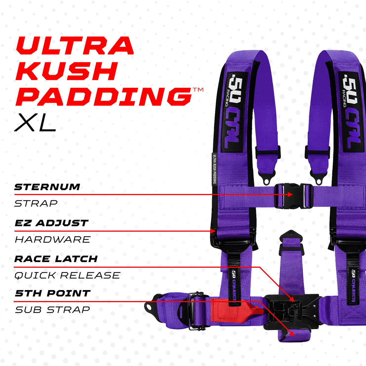 50 Caliber Racing 2" & 3" 4 point Harness - Elite Series Race Latch "EZ" Adjust Racing Harness