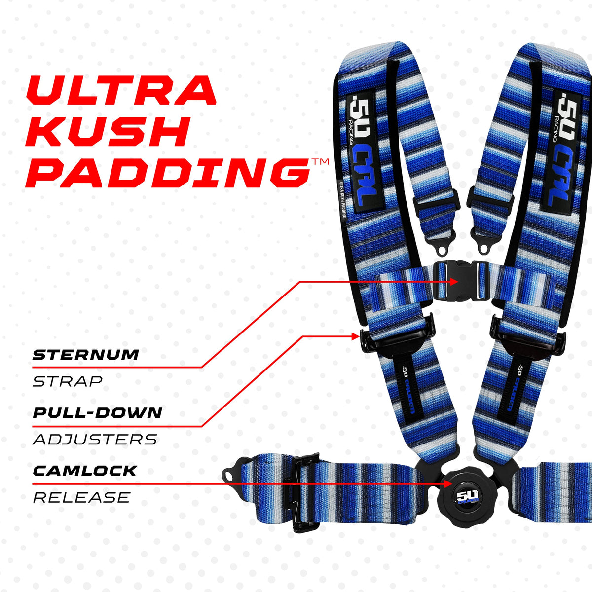 50 Caliber Racing 2" & 3" 4 point & 5 point Harness Camlock Racing Harness