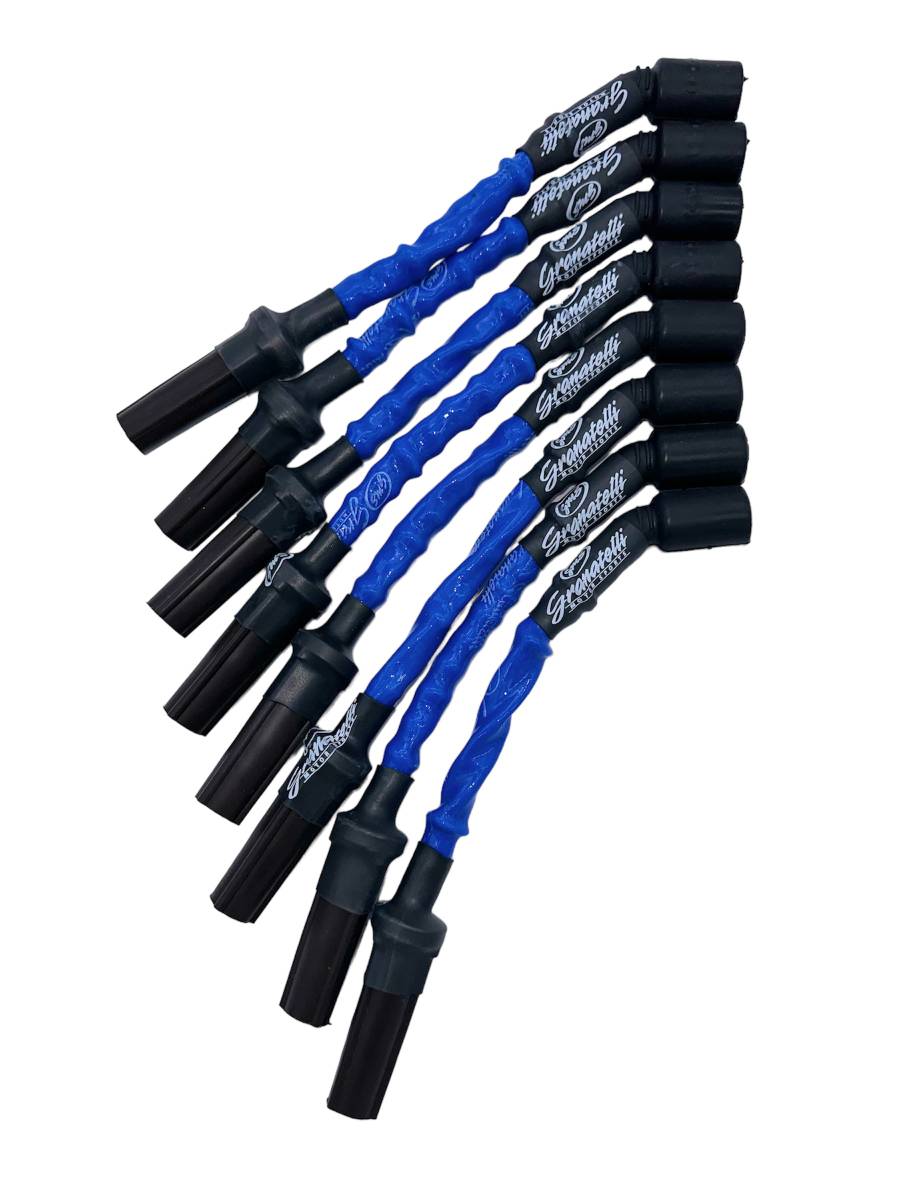 Granatelli GM LS & LT 0-Ohm 12" Blue High-Temp Coil-Near-Plug Spark Plug Wires – 28-1629HTBL
