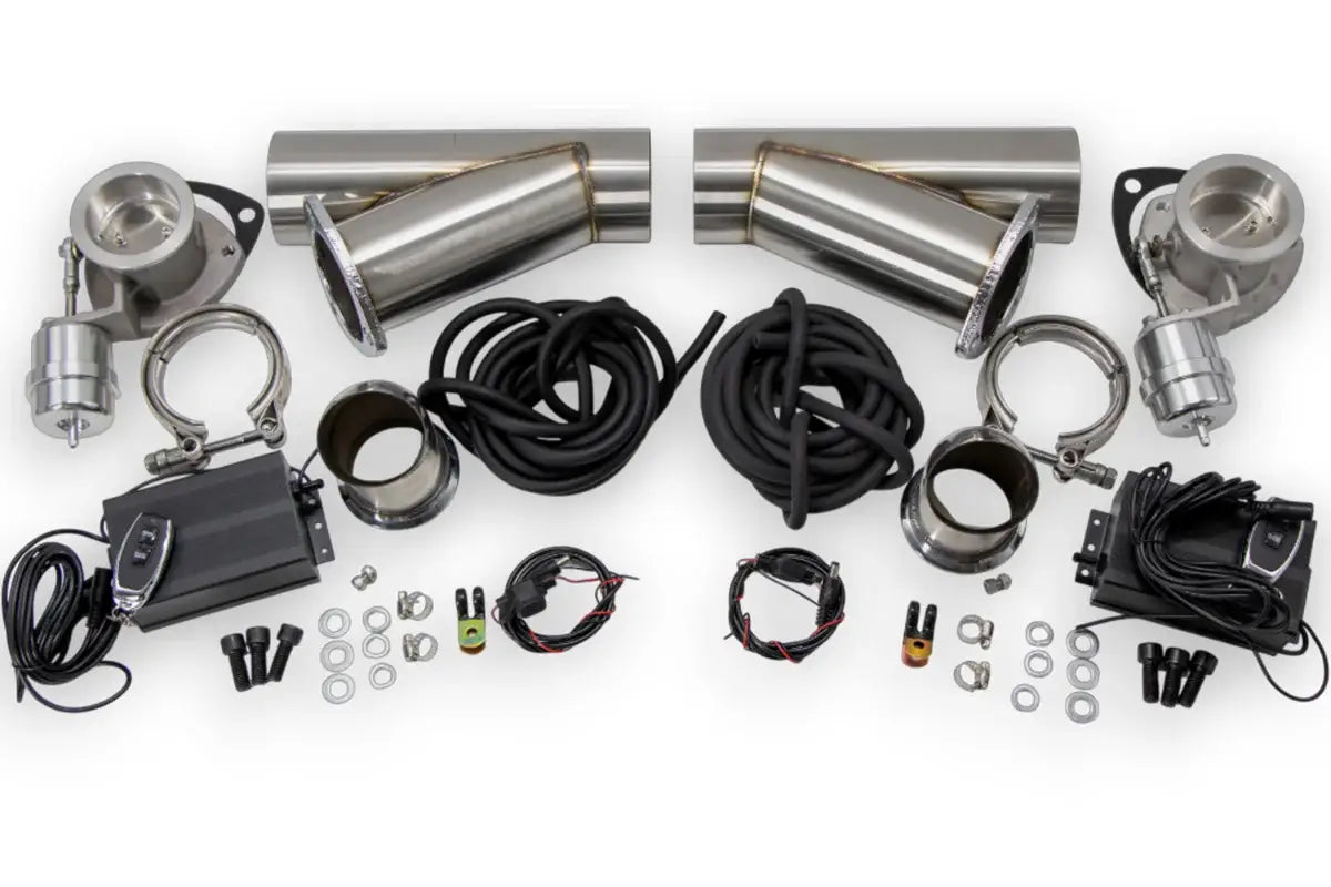 Granatelli Dual 2.5" Vacuum/Pressure-Controlled Exhaust Cutout Kit, Stainless Steel Weld-In – 309625K