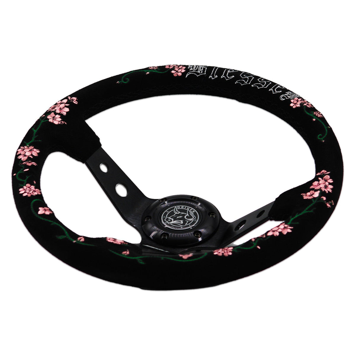 Bull Boost Blessed Universal 350mm 3" Deep Dish 6-Bolt Steering Wheel Red Suede Alcantara