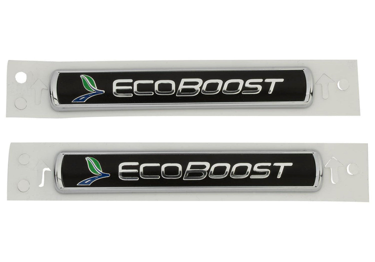 FORD EcoBoost Emblems/Badges- Black and Silver-Pair - M1447EBBLK