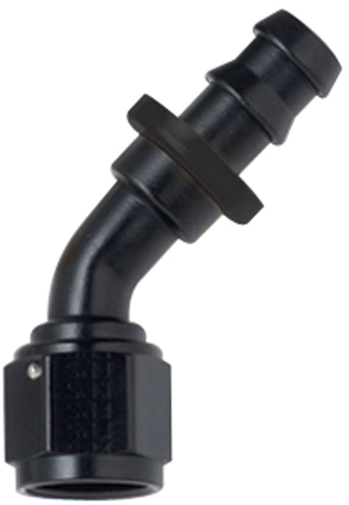 Hose Fitting #4 45 Deg Push Lock Black - 204504BL