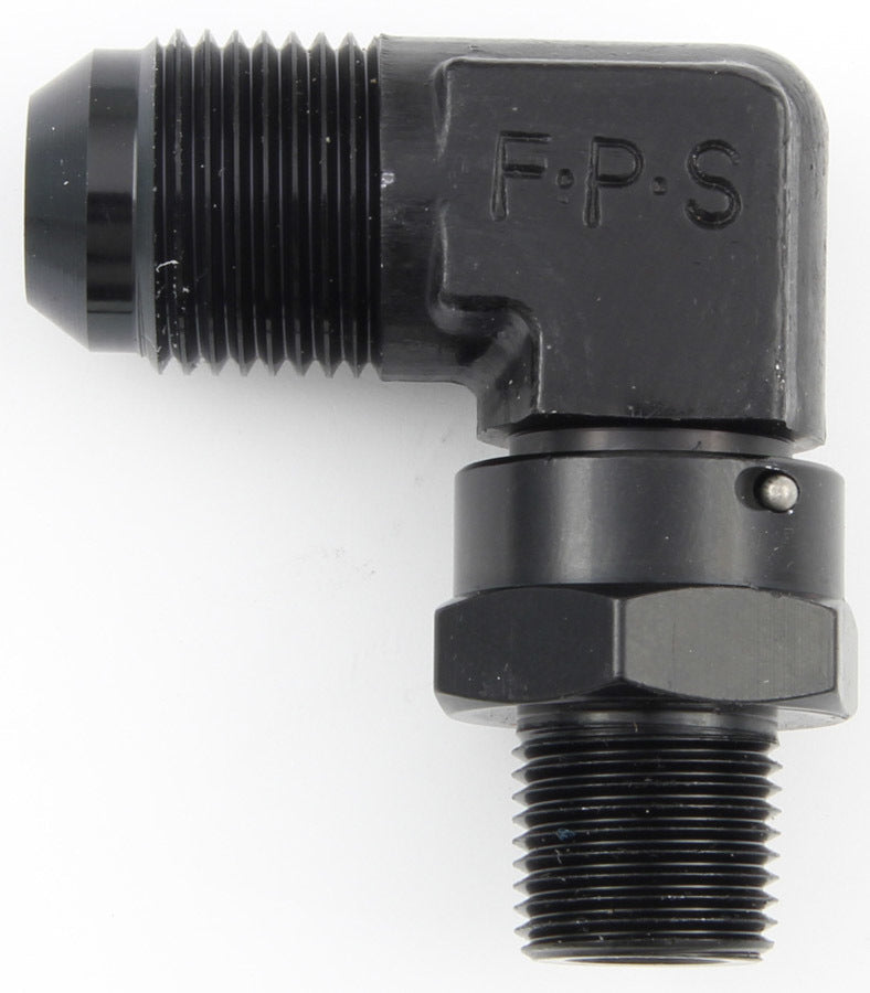#8 x 1/4 MPT 90 Deg Swivel Adapter Black - 499107BL