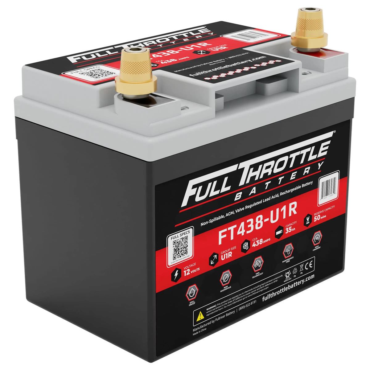 MeLe Design Full Throttle FT438-U1R AGM Battery With Terminals