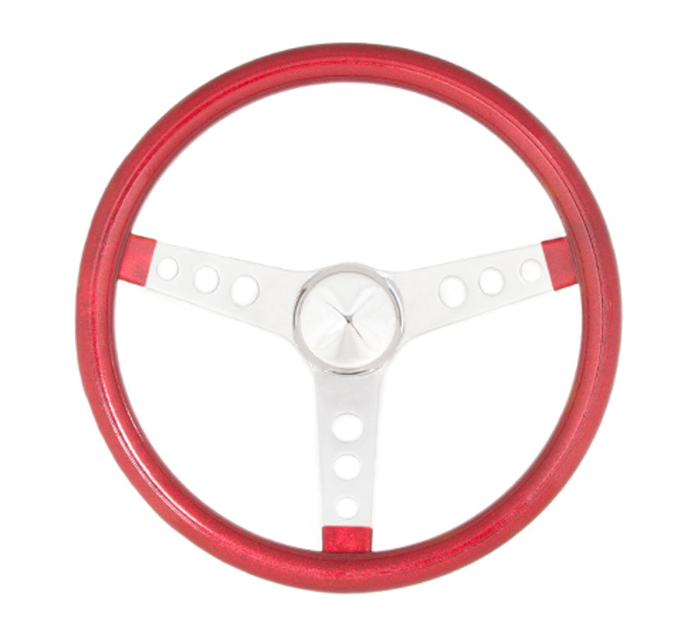 Steering Wheel Mtl Flake Red/Spoke Chrm 13.5 - 8445