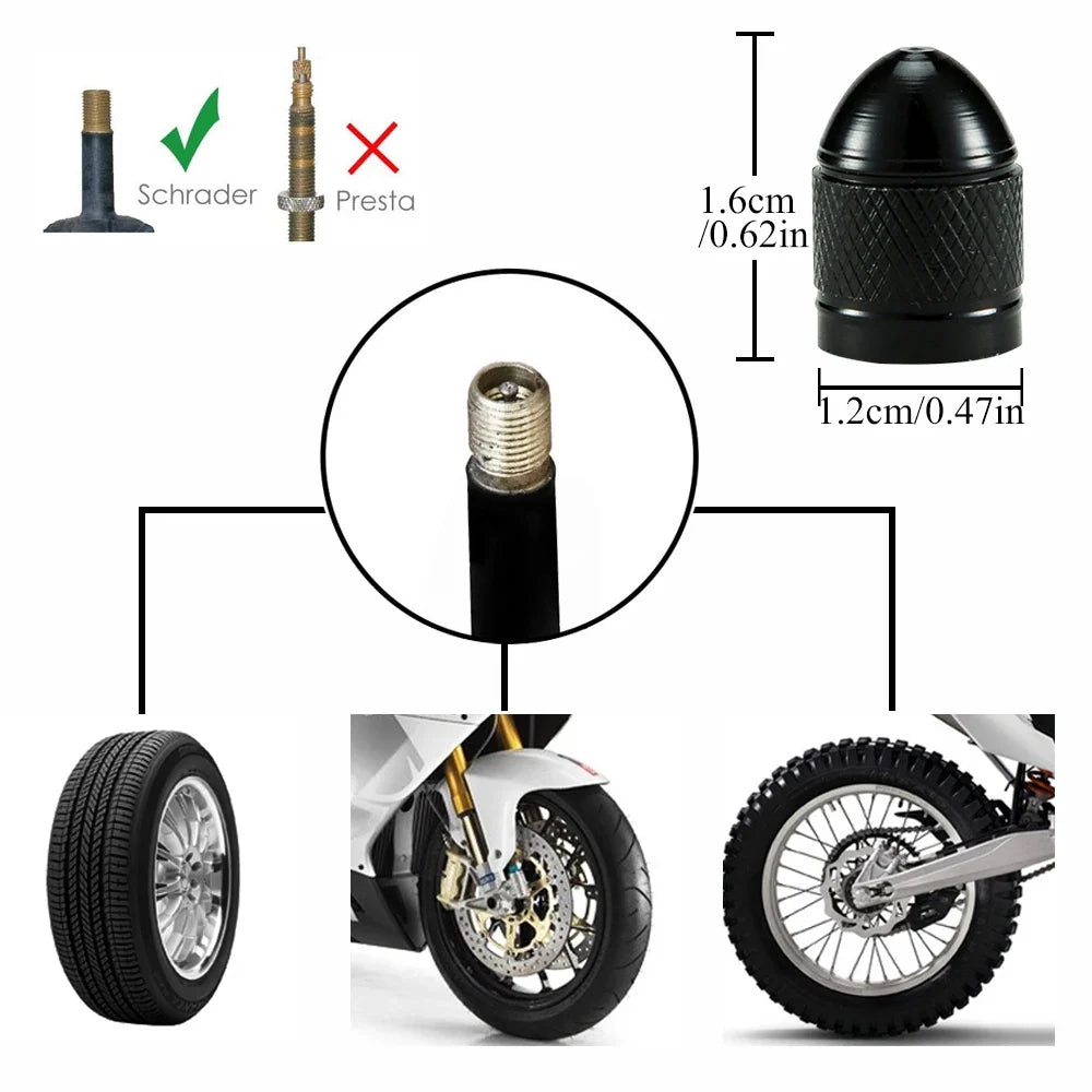 AUTCOAT Universal Aluminum Tire Valve Stem Caps for Car Truck Bike | 4 Pack Dust Covers