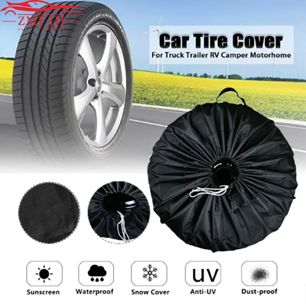 Spare Tire Cover Storage Bag Set | 4-Pack Polyester Car Wheel Protection Covers