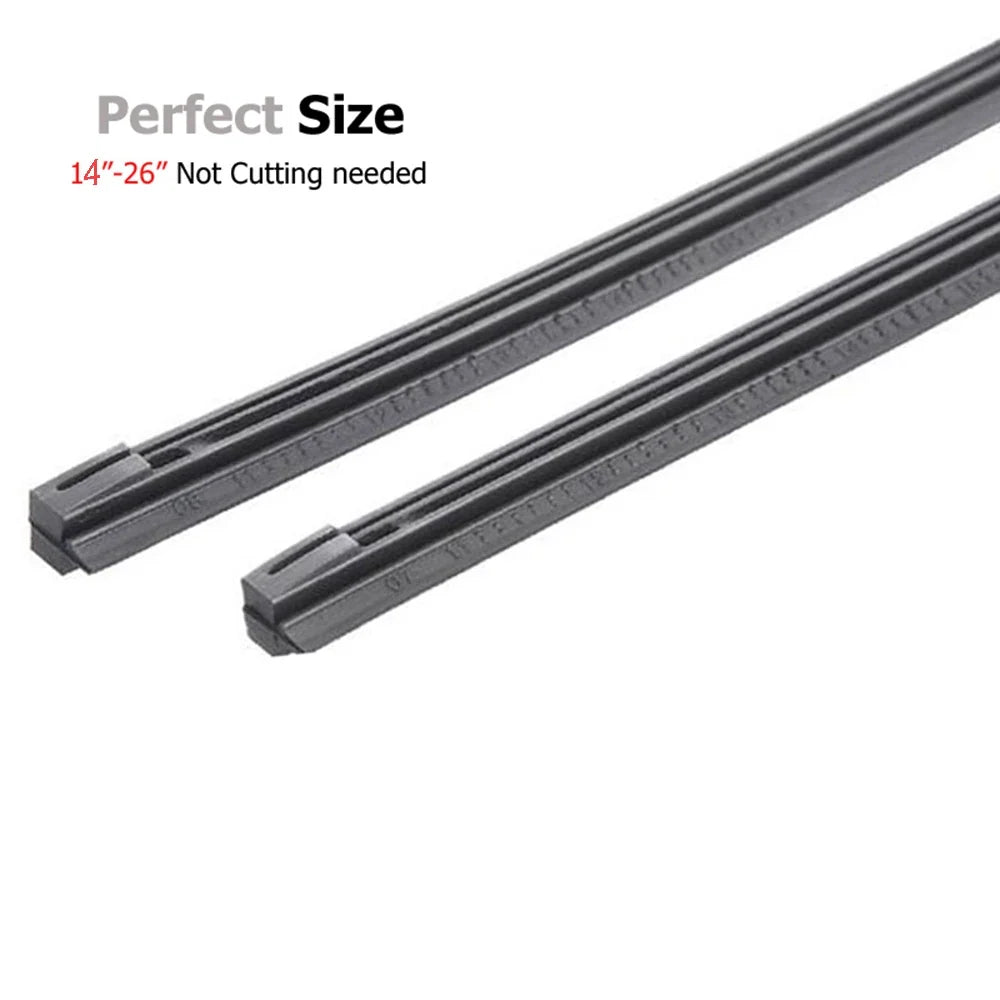 2Pcs 14"-26" Auto Hybrid 3-Section Wiper Blade Rubber Refills | Front Windshield 8.5mm