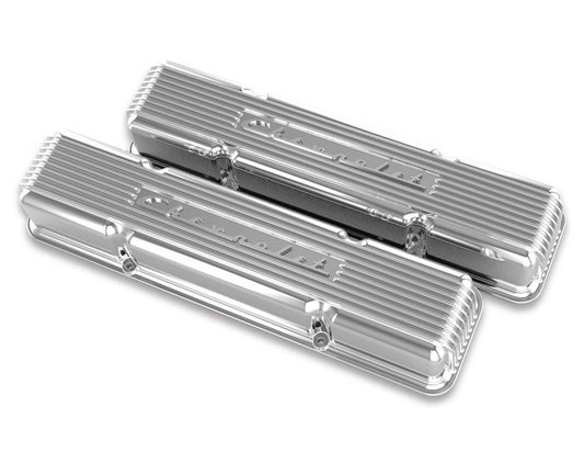 Holley Valve Cover Finned Script SBC - 241107