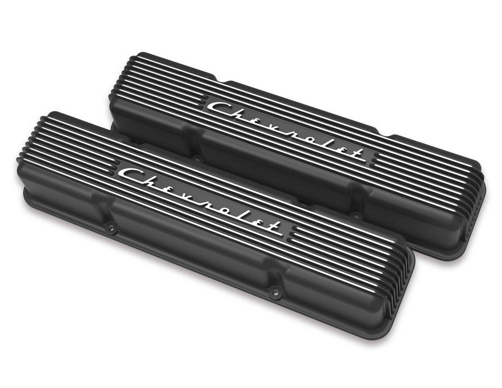 Holley Valve Cover Finned Script SBC - 241108