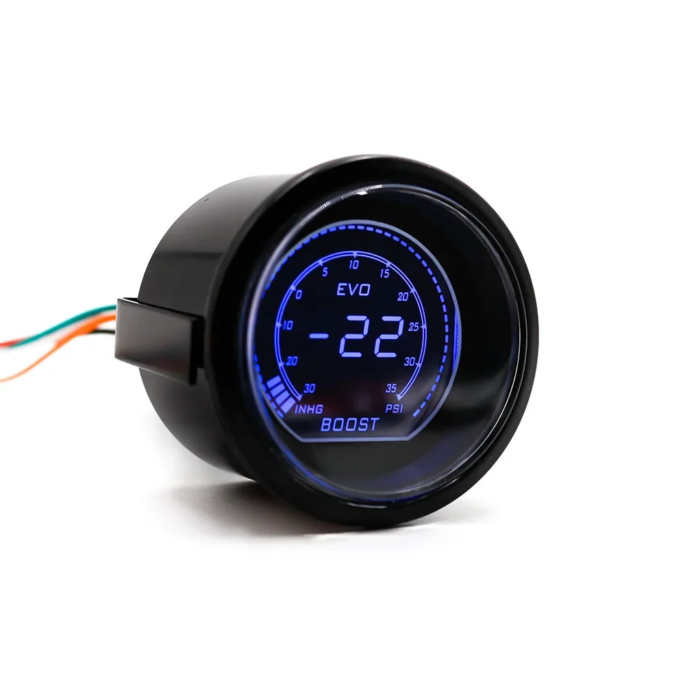 52mm 2 Inch Car Digital Turbo Boost Gauge with Sensor | Blue & Red LCD Display