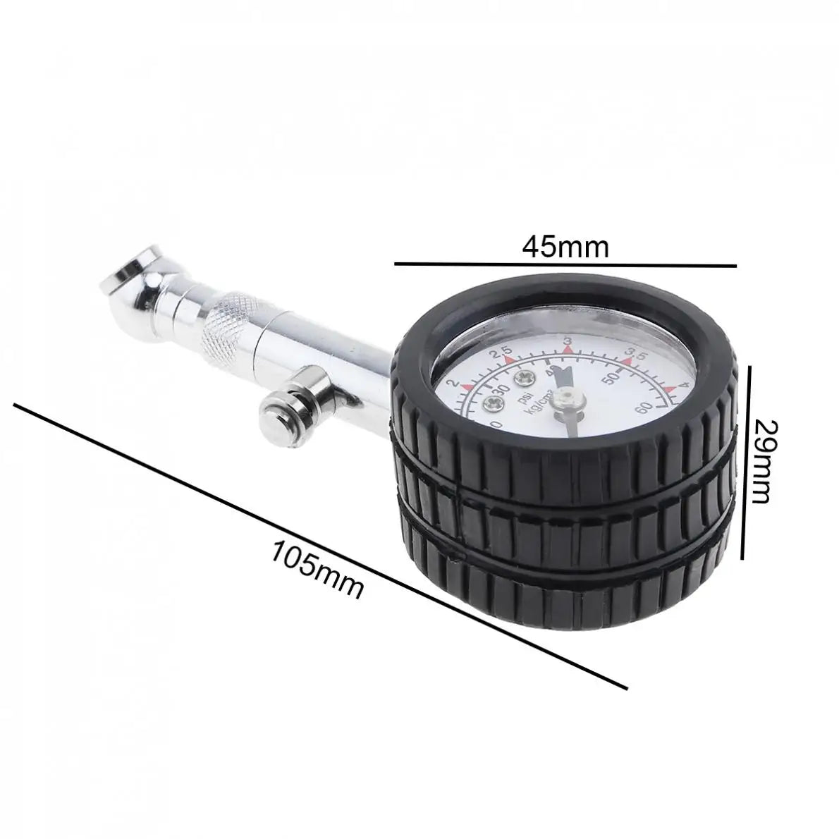 Accurate Auto Tire Pressure Gauge 0-60 PSI | Dial Meter with Bleed Valve