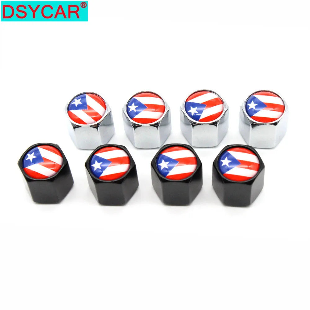 Puerto Rico Flag Zinc Alloy Tire Valve Stem Caps