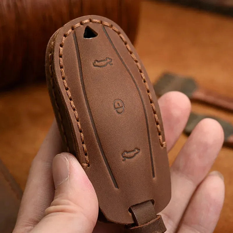 Teskay Handmade Leather Tesla Model S/3/X/Y Key Fob Case Cover