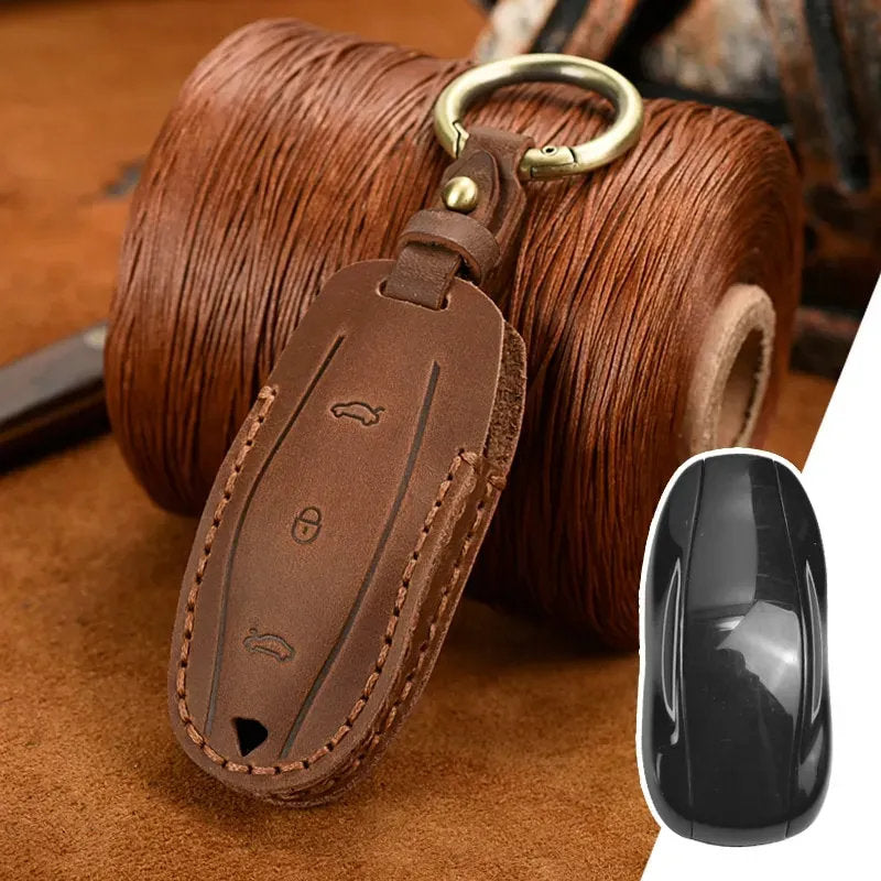 Teskay Handmade Leather Tesla Model S/3/X/Y Key Fob Case Cover
