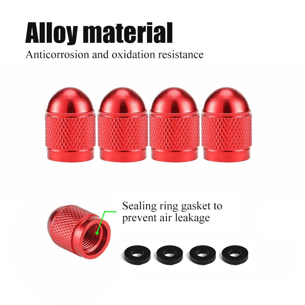 AUTCOAT Universal Aluminum Tire Valve Stem Caps for Car Truck Bike | 4 Pack Dust Covers