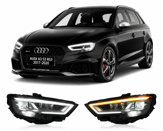 LED Headlights for Audi A3 / S3 / RS3 2017–2020 Plug-and-Play Projector Assembly (EU model)