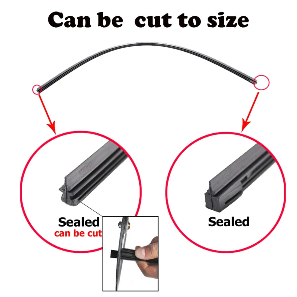 2Pcs 14"-26" Auto Hybrid 3-Section Wiper Blade Rubber Refills | Front Windshield 8.5mm