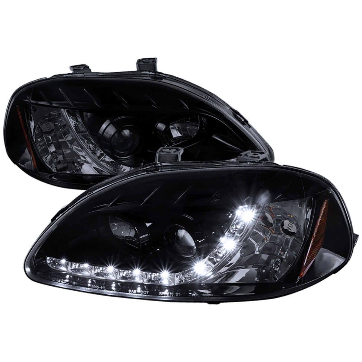 Spec-D 96-98 Honda Civic R8 Style Projector Headlights Smoked