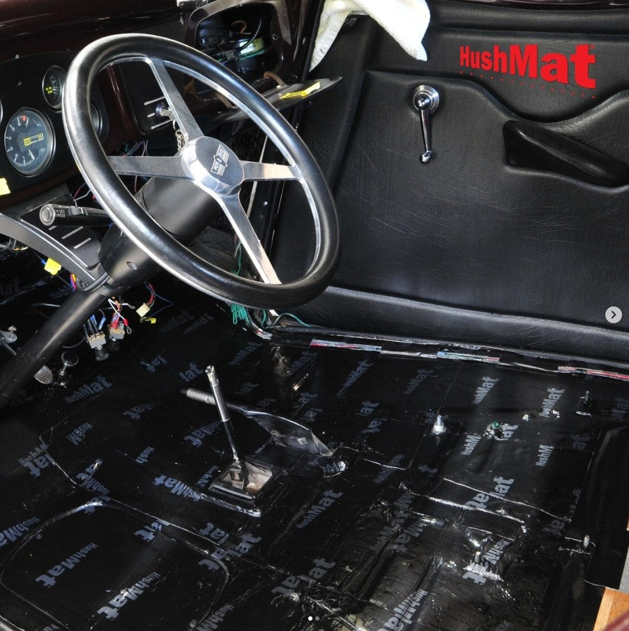 USA HushMat Floor & Dash Kit – Automotive Sound Deadening and Thermal Insulation for a Quieter, Cooler Ride (38.7 Sq Ft, Black Foil)