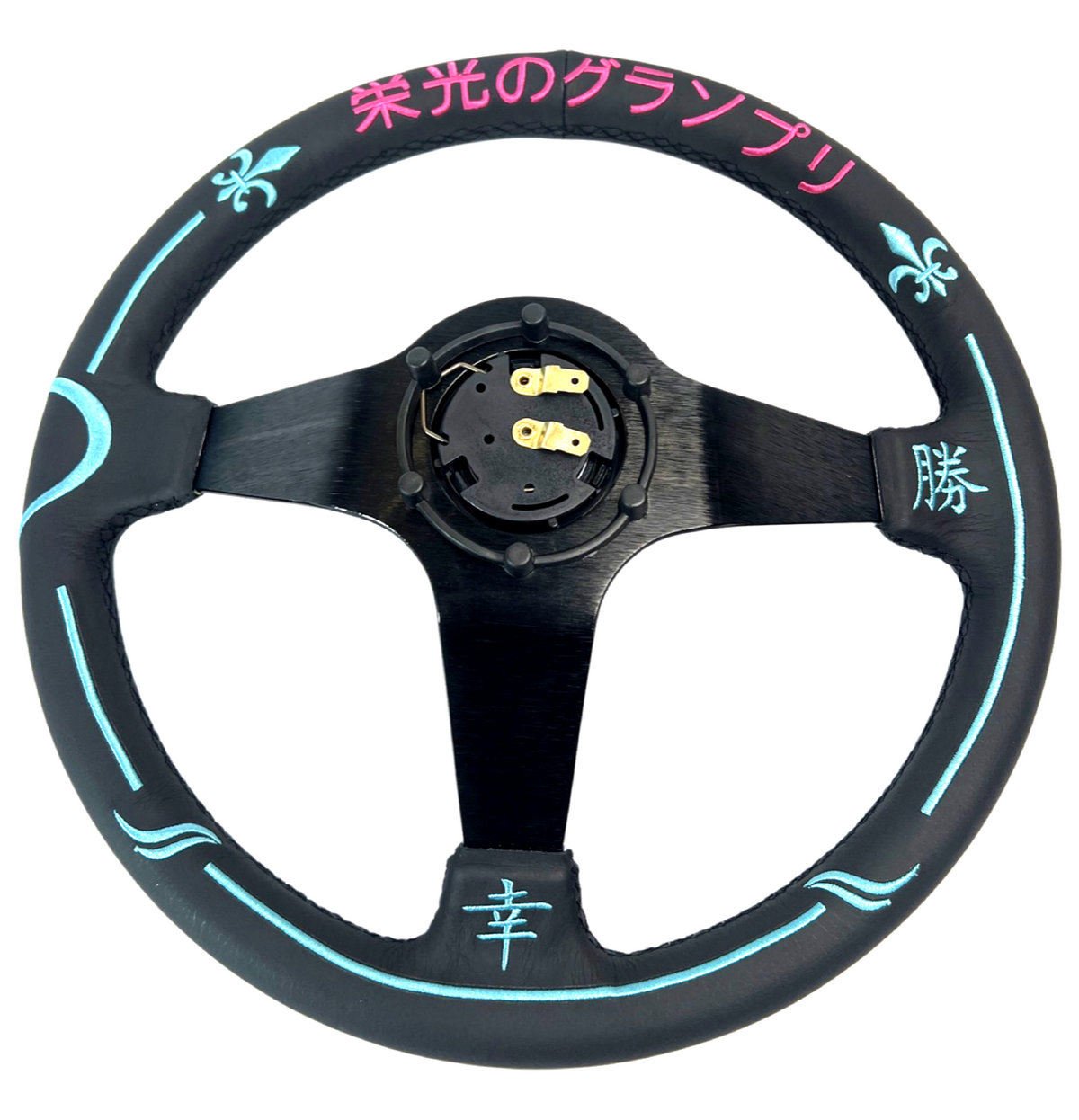 Leather 350mm Steering Wheel + Short Hub Adapter Kit For Ford F150 F350 F450