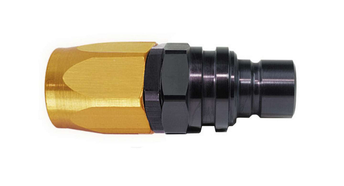 Q/R #6 Str Hose End Gold/Black - 32606