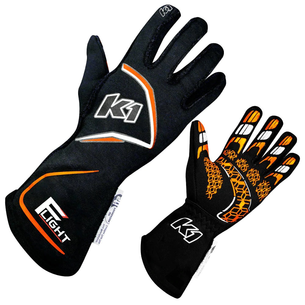 Gloves Flight Small Black-Flo Orange - 23FLTNFOS