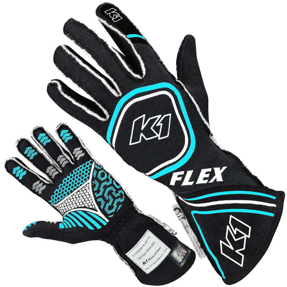 Glove Flex Medium Black / Flo Blue SFI 3.3/5 - 23FLXNFBM